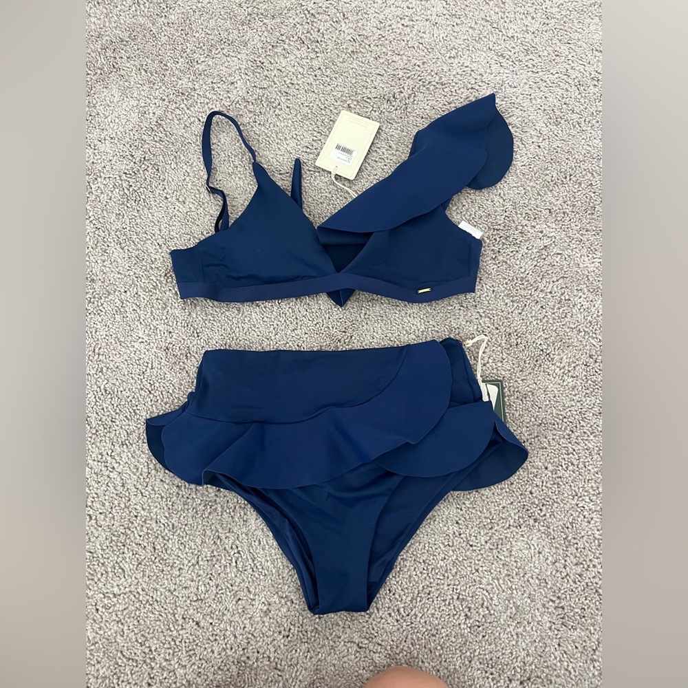 NWT Free People high waist ruffle bikini top and bottom